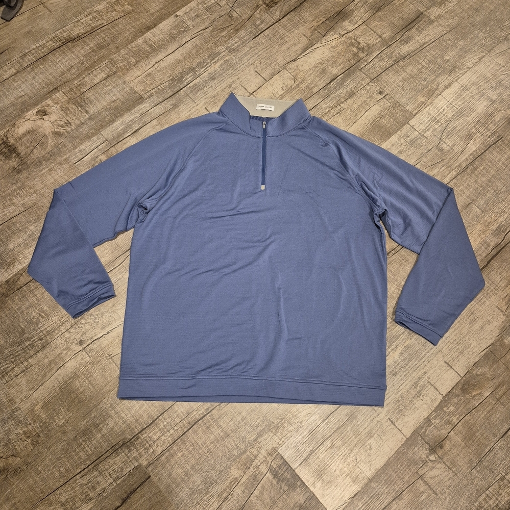 PETER MILLAR Mens Blue Quarter Zip Pullover